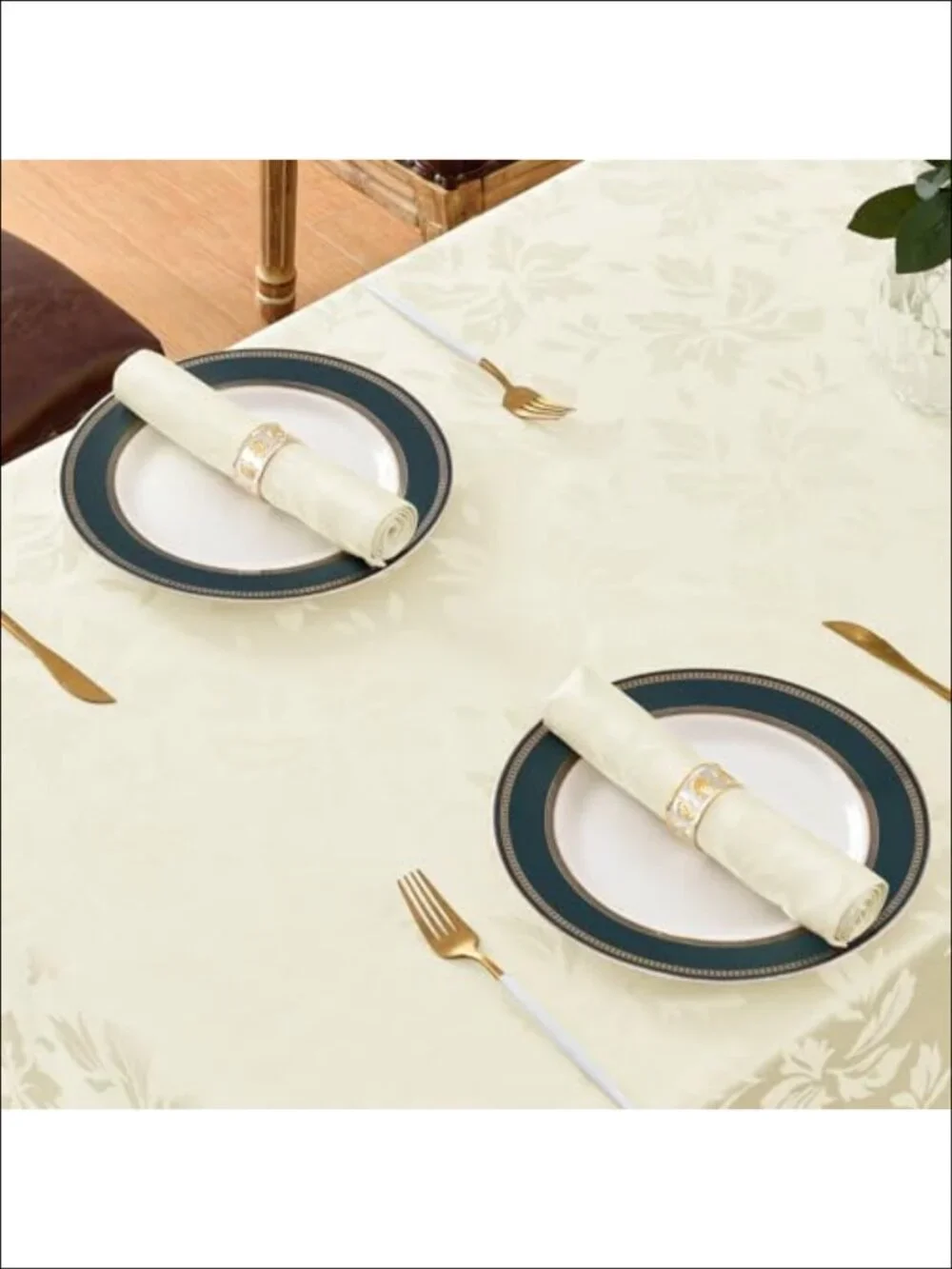 Jacquard Rectangle Tablecloth Waterproof Damask Floral 60x120 Inch Dining